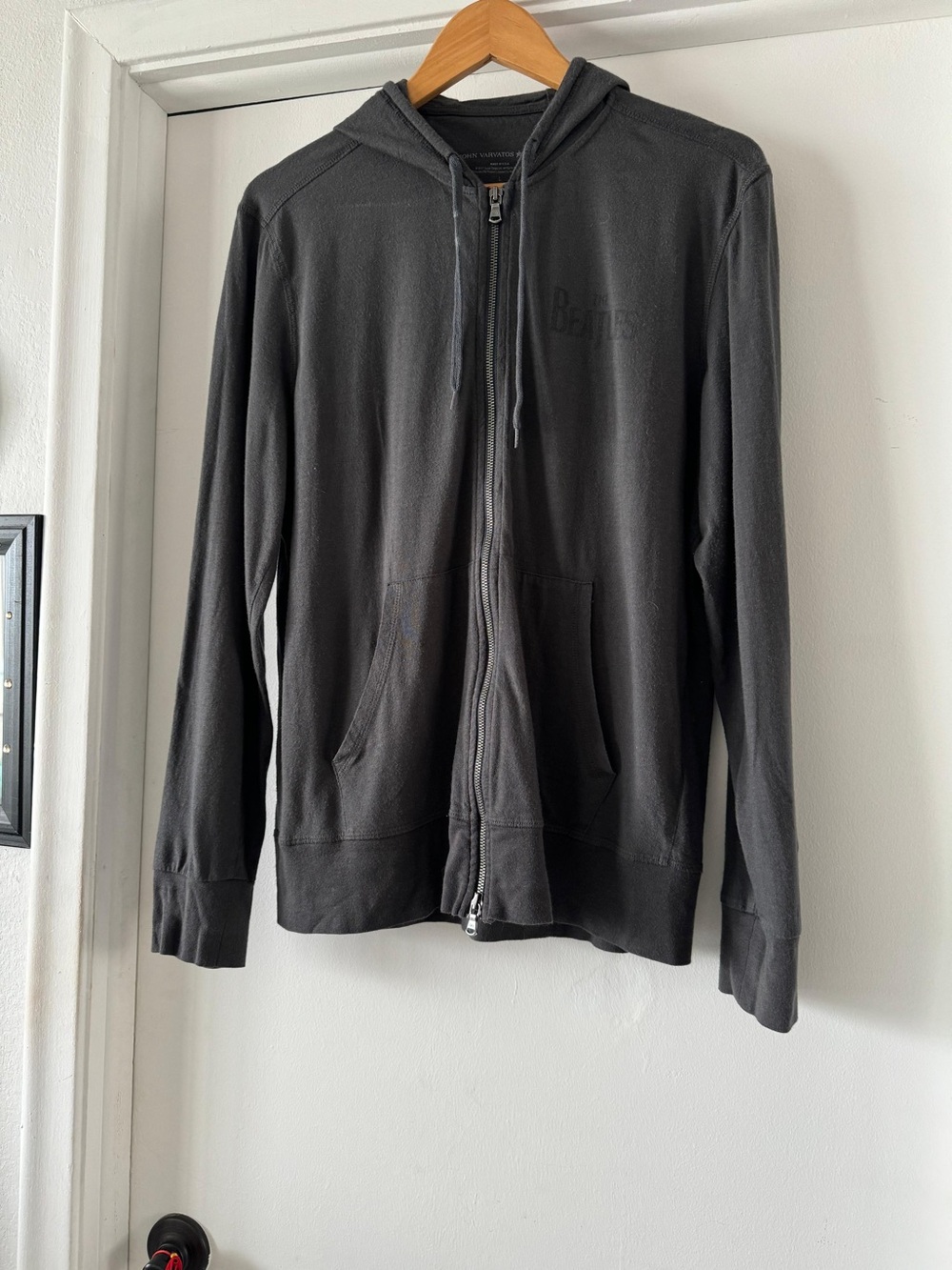 John Varvatos Black Full‑Zip Hooded Sweatshirt the BEATLES